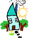 Logo Assistenza domiciliare (casa colorata, sole, due alberi e il camino che fuma)